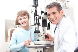 Optometrist And Pateint In Clinic