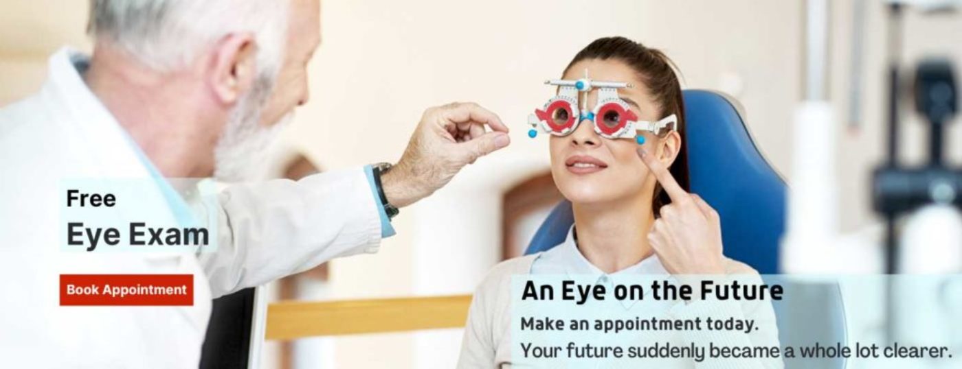 An optometrist conducting an eye test on a patient at Eye Contact Optician, ensuring precise vision care.