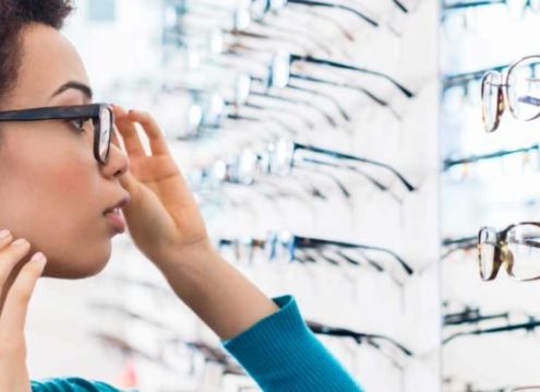 A pair of stylish eyeglasses with a sleek frame, showcasing fashion and functionality.