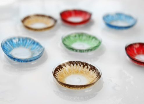 Colorful contact lenses in various designs and shades.