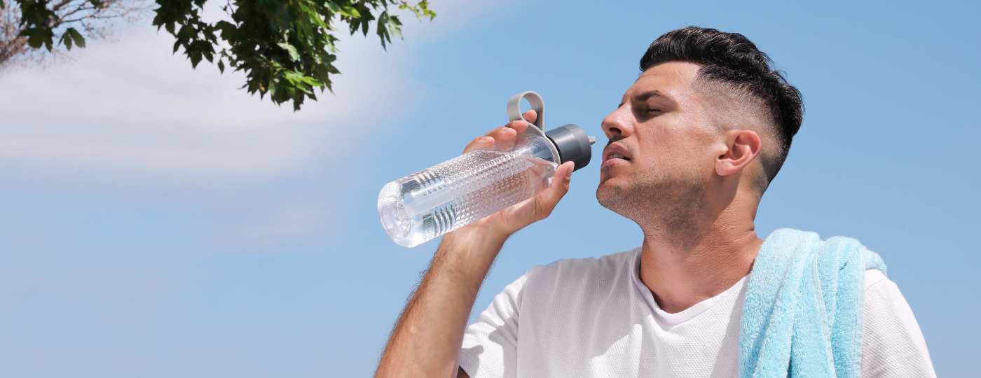 Illustration of a person staying cool under a shaded tree on a sunny day, how to prevent heat stroke