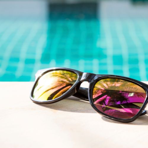 Polarized sunglasses with a trendy design and glare-reducing lenses.